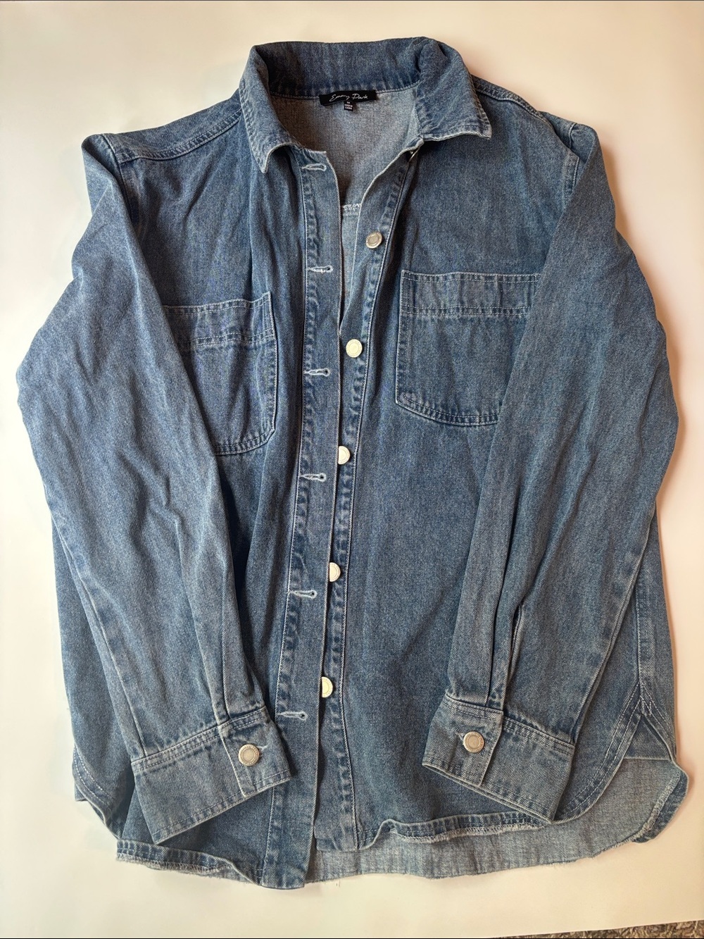 Vintage-Inspired oversized Denim Shirt Jacket - Blue
